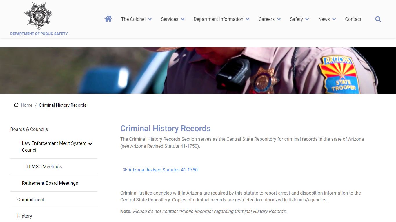 Criminal History Records | Department of Public Safety